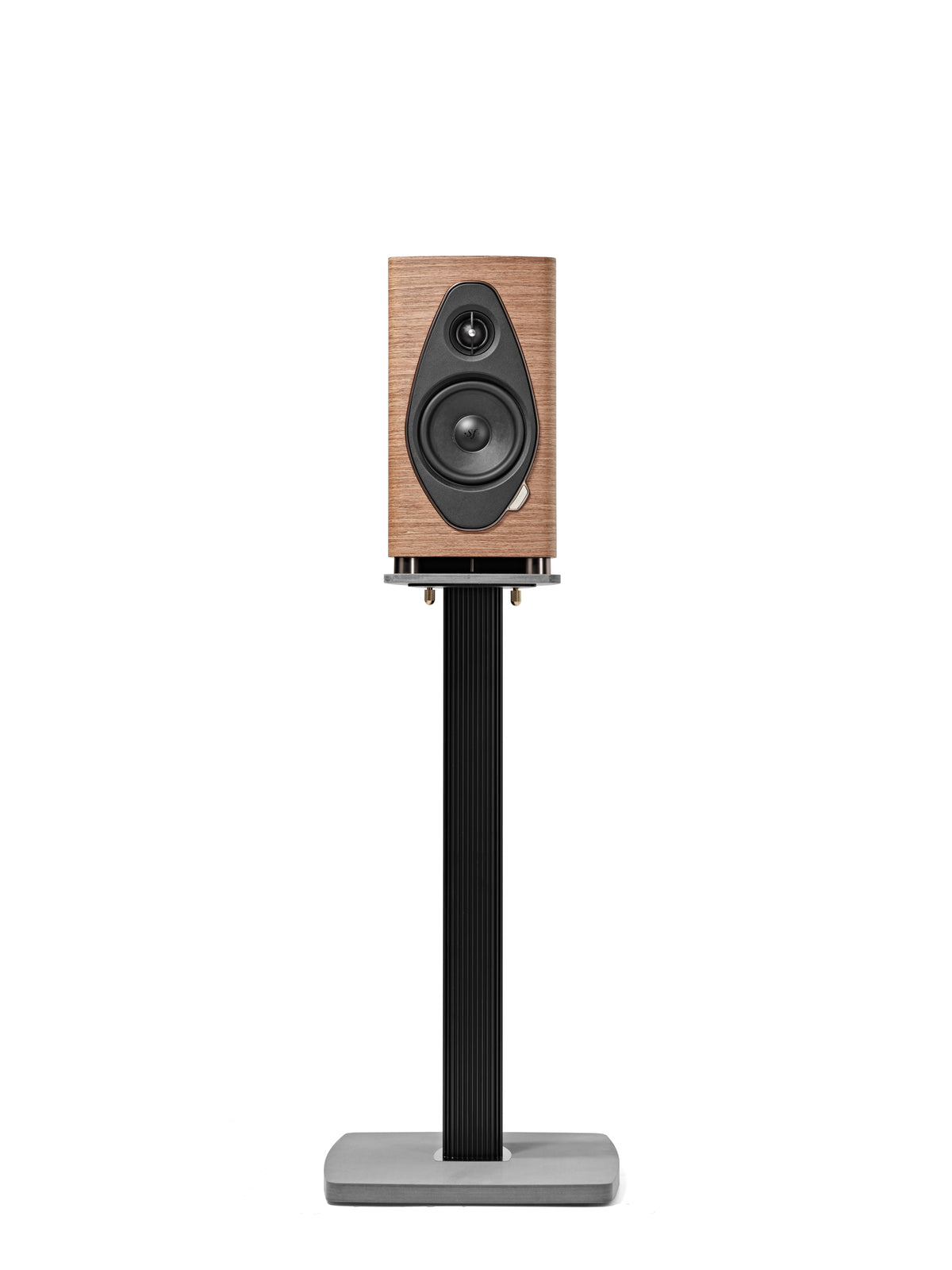 Sonus faber Sonetto I G2 in Walnut on optional Sonetto Stand, front view