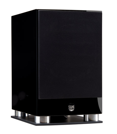 Fyne Audio F500SP in Piano Gloss Black with grille on