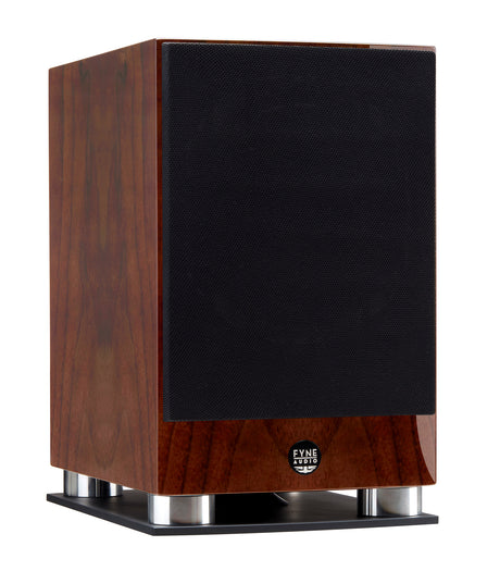 Fyne Audio F500SP in Piano Gloss Walnut with grille on