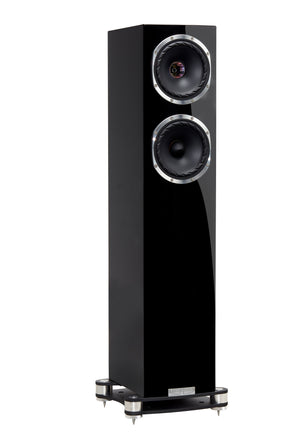 Fyne Audio F501SP in Piano Gloss Black with grille removed