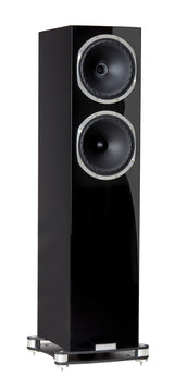 Fyne Audio F502SP in Piano Gloss Black with grille removed