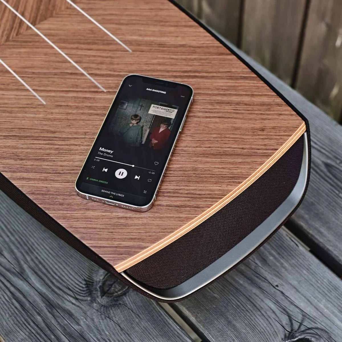 Sonus faber Omnia Walnut top view with app