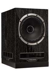 Fyne Audio F500S bookshelf speaker in Black Oak with grille removed