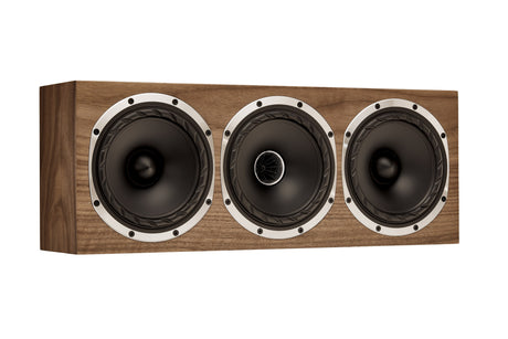 Fyne Audio F500S LCR speaker in Natural Walnut with grille removed