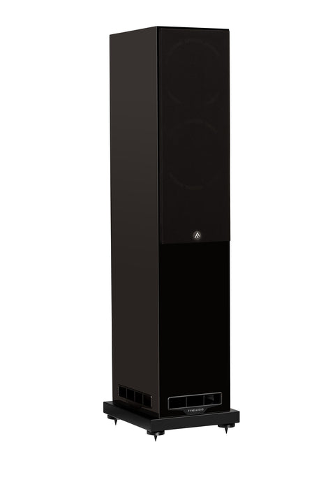 Fyne Audio F501S floorstanding speaker in Piano Gloss Black with grille on
