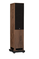Fyne Audio F501S floorstanding speaker in Natural Walnut with grille on
