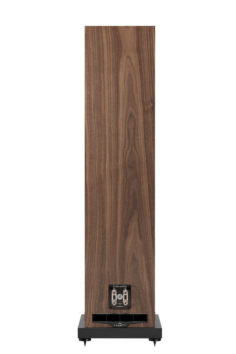 Rear view of Fyne Audio F502S floorstanding speaker in Natural Walnut