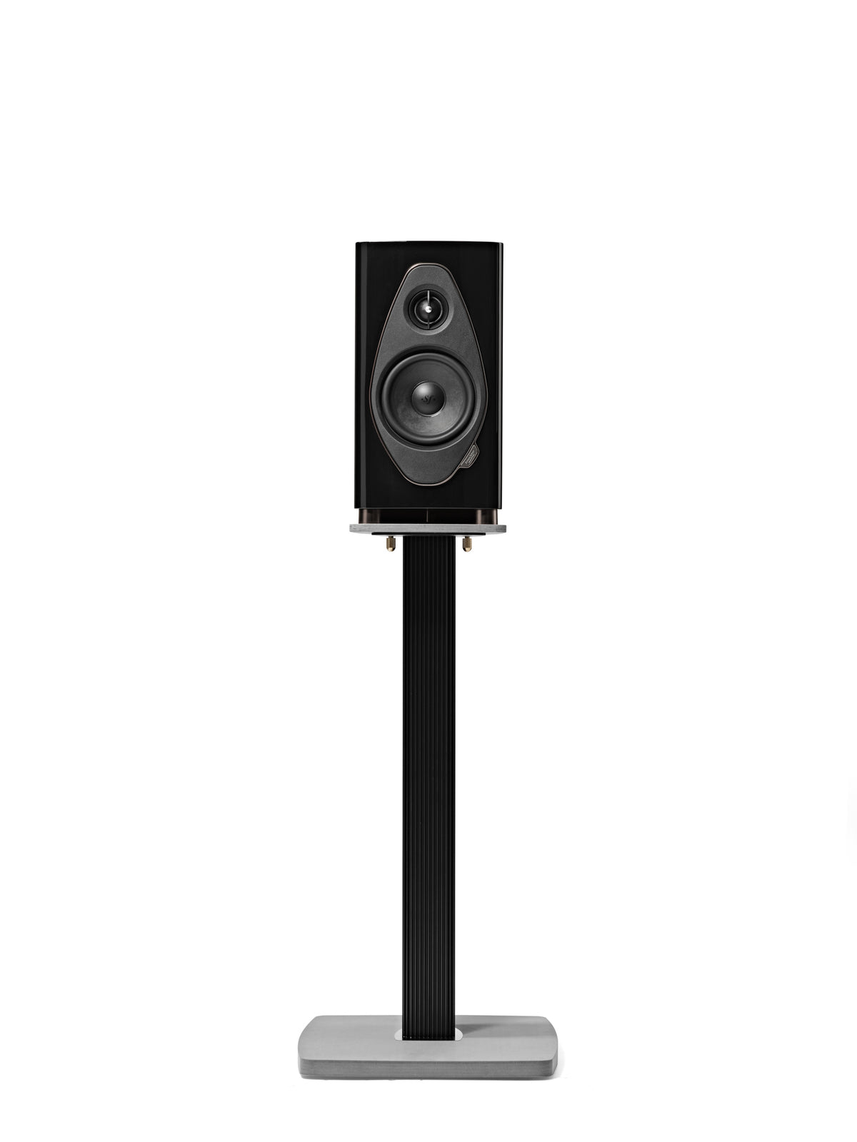 Sonus faber Sonetto I G2 in Black on optional Sonetto Stand, front view