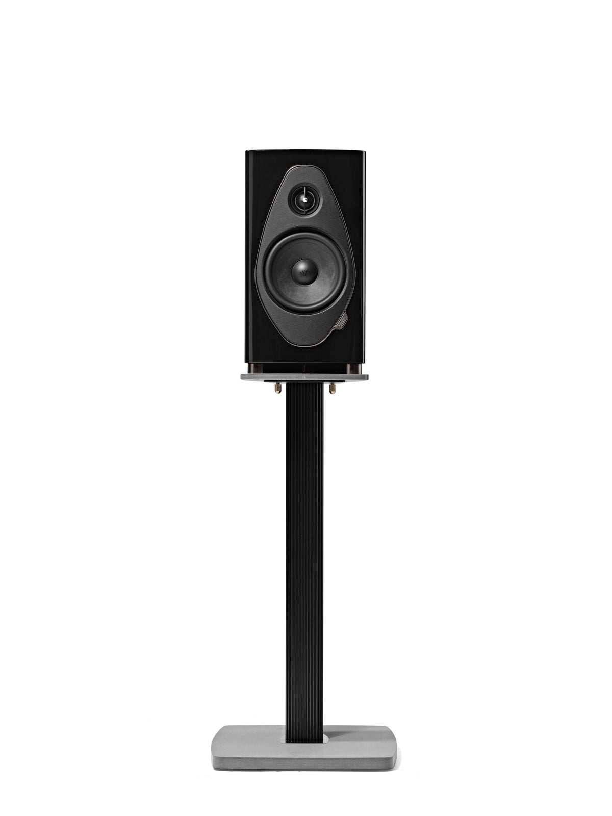 Sonus faber Sonetto II G2 in Black on optional Sonetto G2 stand, front view