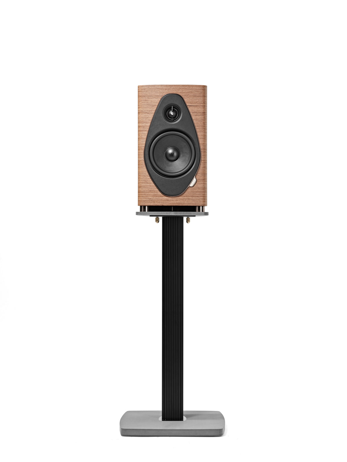 Sonus faber Sonetto II G2 in Walnut on optional Sonetto G2 stand, front view